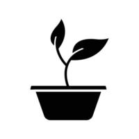 Plants and pots design. Glyph icon style. simple illustration. Editable stroke. Design template vector