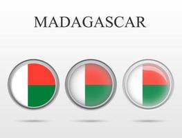 Flag of Madagascar in the form of a circle vector