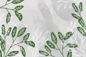 Detailed leaves with watercolor background vector