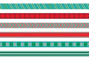 collection of seamless ribbons with Christmas ornament. geometric patterns. decorative tape, scrapbooking vector