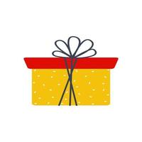 Gift box with bow vector illustration in flat cartoon style