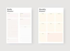 Daily and weekly planner template. Set of planner and to do list. Modern planner template set. Vector illustration.