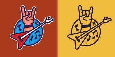 Symbol of rock'n'roll in different styles. Concept art of rock music. vector