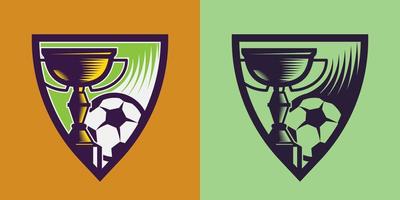 Balón de fútbol con copa en diferentes estilos. arte conceptual de fútbol. vector