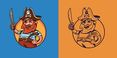 One eyed ship captain in different styles. vector