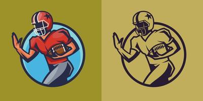 American football player holding ball in different styles. vector