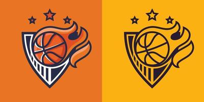 Flying ball on fire in different styles. vector
