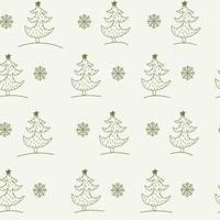 Green pattern with stars Christmas tree lines and doodle snowflakes. Winter texture, textiles, children wallpaper. vector