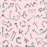 Vector seamless pattern with colorful abstract illustrations of hand drawn arrows and direction pointers. Can be used for wallpaper, surface texture, textile print, wrapping paper, design presentation