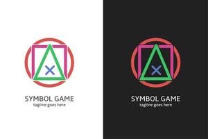 logotipo del juego, diseño de símbolo de botón redondo, cuadrado, triángulo y x, vector gratuito