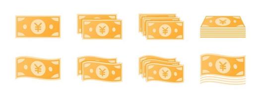 Japanese Yen Banknote Icon Set vector