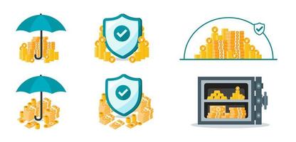 Japanese Yen Money Protection and Security Set vector