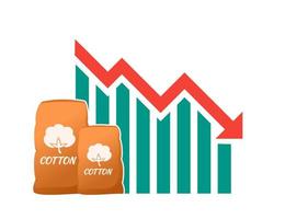 Cotton Price or Demand Decrease Down in Statistic Graph vector