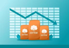 Cotton Price or Demand Decrease Down in Statistic Graph vector