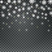 Abstract Ssnowflakes overlay effect on transparent background for winter design. Flat vector Illustration