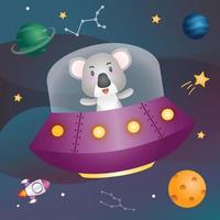 a Cute koala in the space galaxy vector