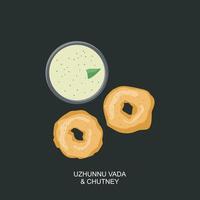 South Indian Snack Food Vada and Chutney Vector