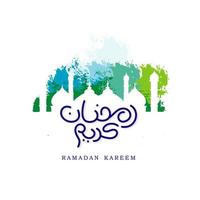 Ramadán kareem diseño texto árabe e inglés. vector