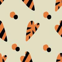 Seamless pattern of hearts with tiger print. Flat modern illustration for print design. vector