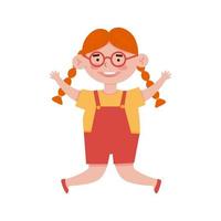 Happy Smiling Girl Flat Vector Illustration