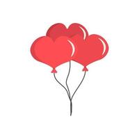 Cute heart shaped balloons Flat vector illustration