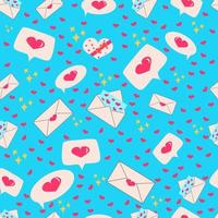 Cute love message seamless pattern with heart 14 february Valentine s Day Flat vector illustration