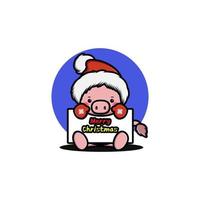 Cute pig celebrating christmas vector