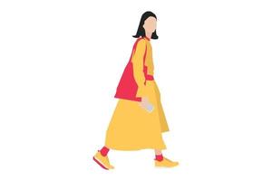 Ilustración vectorial de mujeres elegantes caminando por la acera vector