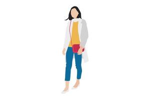 Vector illustration of casual women posing on the sidewalk