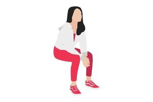 Vector illustration of sporty women sitting on seat