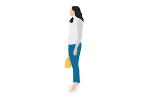 Vector illustration of casual women posing on the sidewalk