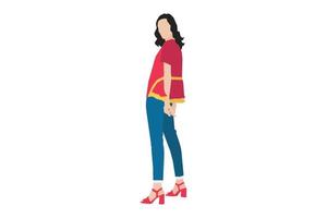 Vector illustration of fashionable women posing on the sidewalk