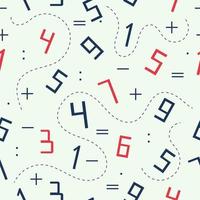 Numbers and mathematics operations seamless pattern, arithmetic background, vector illustration