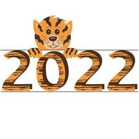 2022 números y cabeza de tigre, símbolo del año nuevo en el calendario chino. ilustración vectorial vector