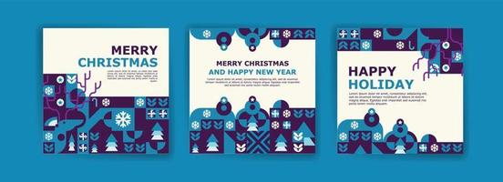 Social media post template for Merry Christmas And New Year. Colorful geometric pattern poster for Merry Christmas And New Year. vector