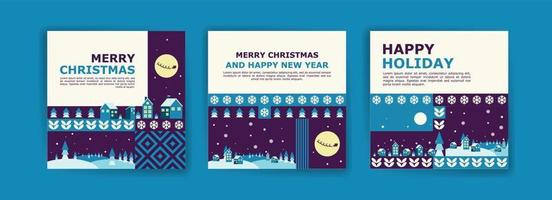 Social media post template for Merry Christmas And New Year. Colorful geometric pattern poster for Merry Christmas And New Year. vector