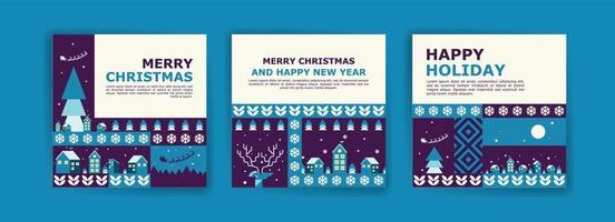 Social media post template for Merry Christmas And New Year. Colorful geometric pattern poster for Merry Christmas And New Year. vector