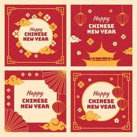 Chinese New Year Social Media Post Template vector