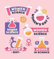 Women in Science Day Sticker Set vector