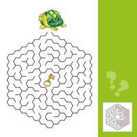 turtle and the gold key - labyrinth game for Children with answer vector