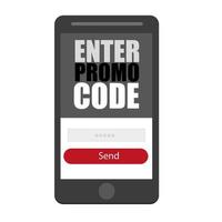 Enter Promo code. Flat vector smartphone icon, symbol, design illustration