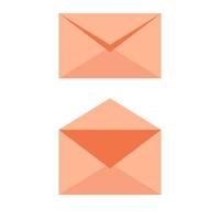 Mail envelope soft orange icon - opened an closed. Email send concept vector