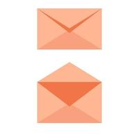 Mail envelope soft orange icon - opened an closed. Email send concept vector