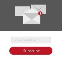 Light Subscribe to newsletter form in red,grey and whitte colors - Email vector