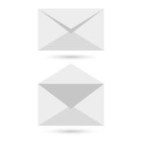 Two blank envelopes - opened an closed, with soft shadows, on gray background vector