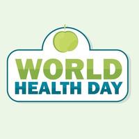 World health day card. Vector illustration with green apple and text