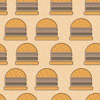 Burger line icon seamless vector pattern. Fast food outline tileable background