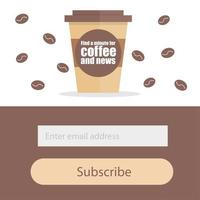 Plantilla para suscribirse a un boletín informativo - concepto creativo moderno de café vector