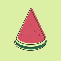 Piece of watermelon vector line icon isolated on green background for website