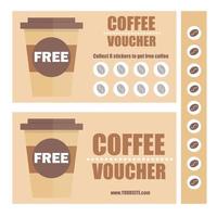 A coffee voucher or discount coupon. Vector Flat voucher template. Promotion